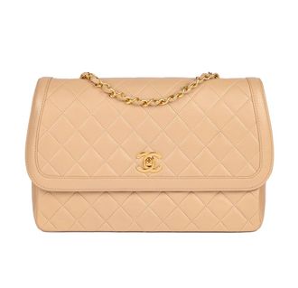 Chanel Beige Vintage Quilted Leather Flap Bag & Waller