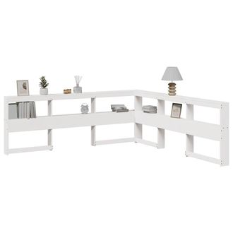 Berkfield Home Bookcase Headboard L-Shaped White 200 cm Solid Wood Pine