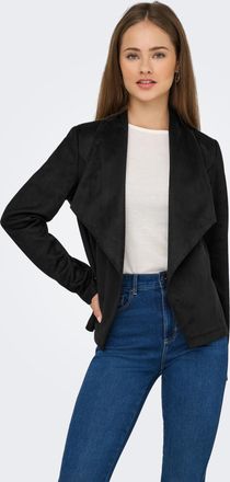 Only Kurzjacke ONLY ONLJOLINE FAUX SUEDE DRAPY JACKET OTW, Damen, Gr. XL, schwarz, Web, Obermaterial: 92% Polyester, 8% Elasthan, unifarben, regular fit, V