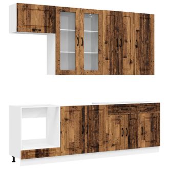 vidaXL Unidad De Cocina Kalmar 8 Uds. Madera Envejecida Vidaxl