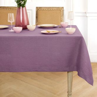 Solino Home Linen Tablecloth for Dining Table, Holiday and Everyday Table Decor - Fete in Mulberry at Nordstrom, Size X-Large