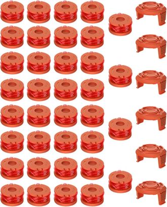 OEM Paquete De 36 Carretes De Hilo De Repuesto Wa0010 Wa0004 Para Desbrozadoras Worx Wg154 Wg163 Wg160 Wg180 Wg175 Wg155 Wg151 Con Tapa Wa6531 (6 Carretes