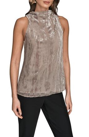 DKNY Burnout Mock Neck Sleeveless Top in Vapor at Nordstrom, Size X-Large