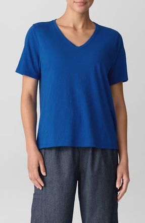Eileen Fisher Easy V-Neck Organic Cotton T-Shirt in Bluebird at Nordstrom Rack, Size Medium