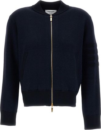 Thom Browne Blue Ottoman Milano Stitch 4-Bar Bomber Jacket