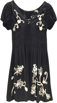 Gaetano Navarra Hand Embroidered Black & White Beaded Dress Size S