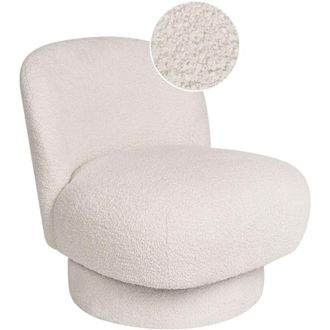 Beliani Poltrona girevole Boucle Upholstery Club Chair Schienale curvo Bianco Aylo