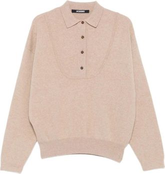 Jacquemus Pallone Polo Sweater - Dames - Ronde hals truien - Beige - M - Wol - Truien & Vesten