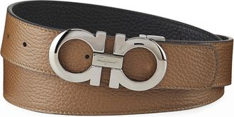 Ferragamo Men & apos;s Gancini Reversible Pebbled Leather Belt