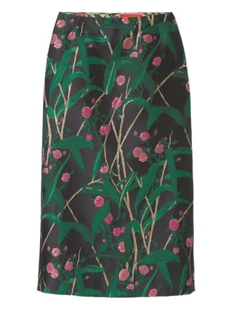 La DoubleJ Rok met bloemenjacquard - Groen