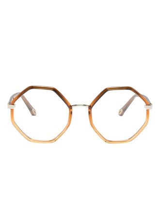 Chlo&eacute; transparent octagonal-frame glasses - women - Acetate - 53 - Brown
