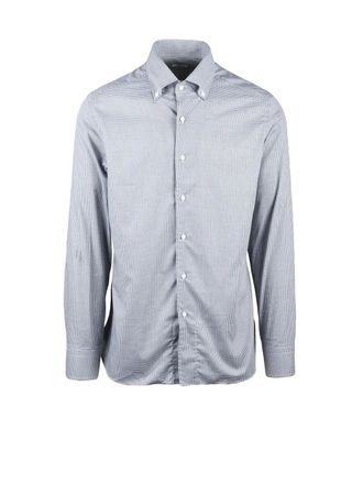 Sonrisa Tailored Grey Checkered Shirt With Button-Down Collar