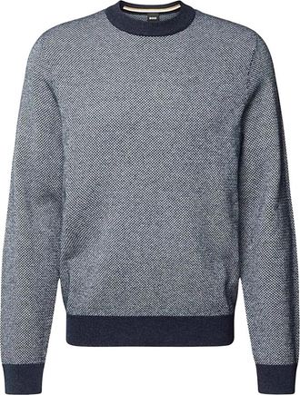 HUGO BOSS Maglia a girocollo - Heren - Ronde hals truien - Blauw - S - Wol - Truien & Vesten