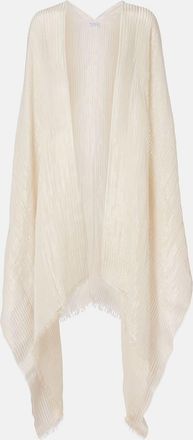 Brunello Cucinelli Mantella in misto lino con frange