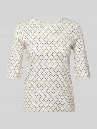 Marc Cain Regular Fit T-Shirt mit Allover-Logo-Print in Sand, Gr&ouml;&szlig;e 34