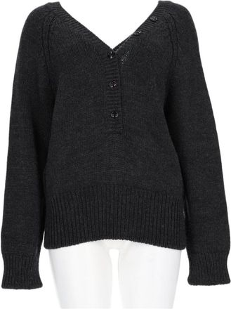 Our Legacy Chunky Knit Sweater with Deep V-Neckline and Button Placket