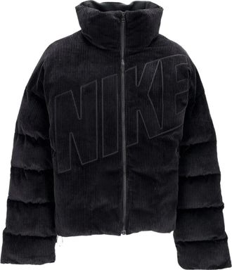 Nike Fluweel Zachte Pufferjas - Dames - Ski Jassen - Zwart - S - Katoen - Fitness