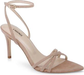 L'agence Dua Ankle Strap Sandal in Cappuccino Suede at Nordstrom, Size 10