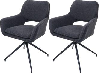 Hhg Nunca Usado] Juego De 2 Sillas De Comedor Hhg 638, Silla De Cocina, Giratoria Con Retorno Autom&aacute;tico, Tejido Boucl&eacute; (540 G/m&sup2;) Oeko-tex, Gris Oscuro