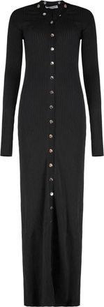 The Attico Lange geribde cardigan - Dames - Kleedjes - Zwart - S - Polyester - Kleedjes