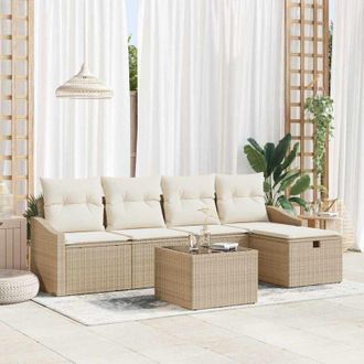 vidaXL Vidaxl - Conjunto De Sof&aacute; De Jard&iacute;n Manual 6 Pcs Beige 55 X 55 X 37 Cm