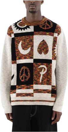 Patta Jacquard Gebreide Trui - Heren - Ronde hals truien - Veelkleurig - S - Rayon - Truien & Vesten