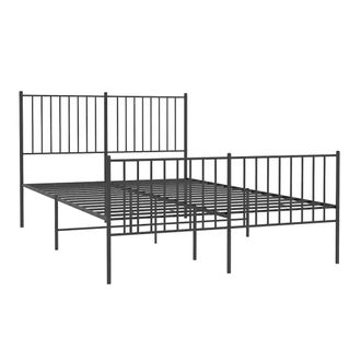vidaXL Vidaxl - Estructura Cama Sin Colch&oacute;n Con Estribo Metal Negro 140x200 Cm