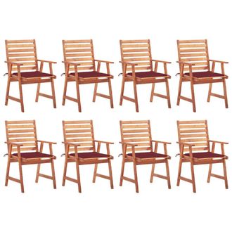 vidaXL Vidaxl - Sillas Comedor De Jard&iacute;n Y Cojines 8 Uds Madera Maciza Acacia