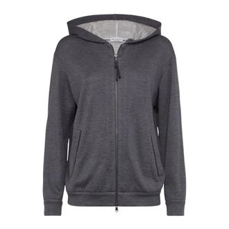 Brunello Cucinelli Jersey con cremallera y capucha - Sweatshirts & Hoodies - Mujer - Gris - L