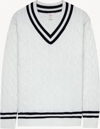 Boast Cable-Knit Sweater in White Navy at Nordstrom, Size X-Large
