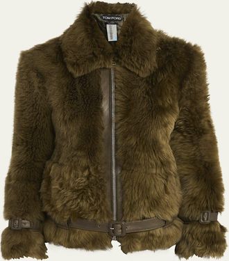 Tom Ford Sheep Shearling Belted Short Jacket