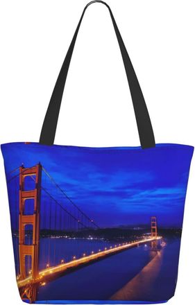 AOOEDM Beautiful Golden Gate Bridge At Night Ladies Shopping Bag 13x11x7in.The Perfect ValentineS Day Gift.It Is The Best ValentineS Day Gift For Mom, Daught