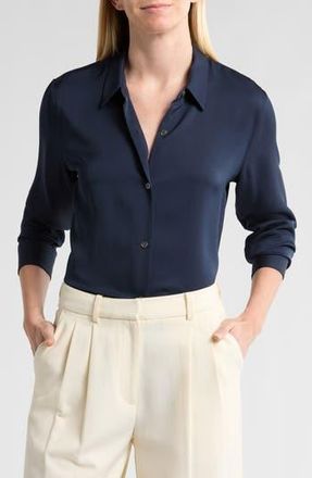 Theory Silk Button-Up Shirt in Nctrn Way at Nordstrom Rack, Size X-Large