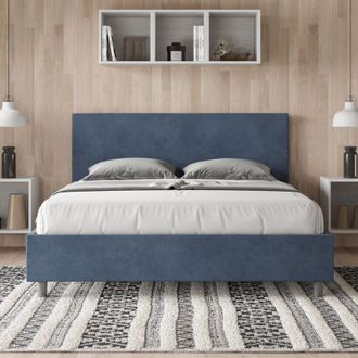 ITYhome Letto contenitore da 160x190 in microfibra blu Adele