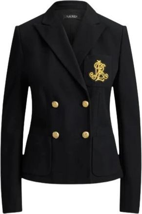 Ralph Lauren Dubbelrijige Stretch Piqu&eacute; Blazer - Dames - Blazers - Zwart - 3XS - Katoen - Jassen