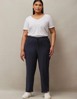Live Unlimited London Womens Petite Navy Tapered Trousers - Size: 16/16