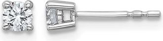 Diamond2Deal 1/4 ct Round Cut Lab Grown Diamond 4 Prong Stud Earrings 14k Gold VS, D-E Color