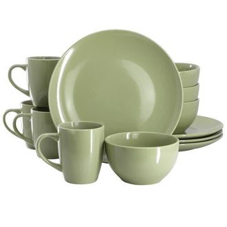 Gibson Home Everyday Plus 12 Piece Stoneware Dinnerware Set in Green at Nordstrom