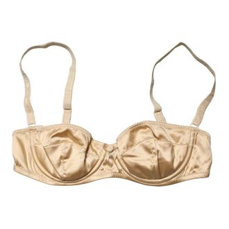 Dolce & Gabbana Underwire Stretch Silk Satin Balconette Bra - female - Dolce & Gabbana - Bras - Beige - S - Underwear
