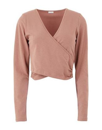 8 by YOOX ORGANIC COTTON CROPPED WRAP L/SLEEVE TOP
