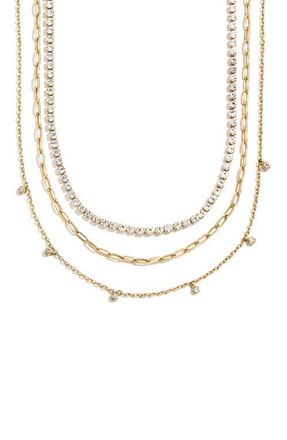 BaubleBar Tate Set of 3 Waterproof Necklaces in Goldtone Plate/Cubic Zirconia at Nordstrom