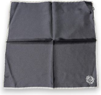Dolce & Gabbana Mens Gray Crown Logo Square Handkerchief Scarf Silk