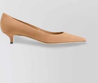 Jimmy Choo London suede pointed-toe kitten-heel pumps