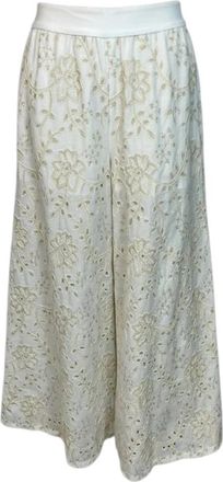 Vicolo Palazzo Broeken - Dames - Wijde Broeken - Beige - M - Katoen - Broeken