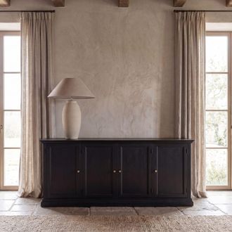 Maisons du monde Aparador de pino y MDF negro de 210 cm