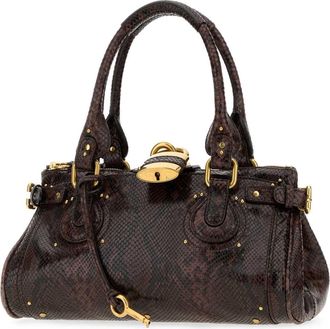 Chlo&eacute; Womens Printed Leather Paddington Shoulder Bag Kohlbrown Borse A Tracolla