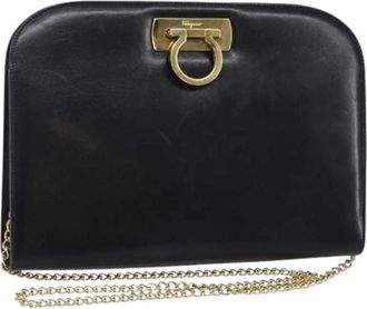 Ferragamo Pre-owned Leren Schoudertas - Dames - Vintage Clutch - Zwart - ONE Size - Leer - Vintage