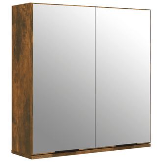 vidaXL Armario De Ba&ntilde;o Con Espejo Color Roble Ahumado 64x20x67 Cm Vidaxl