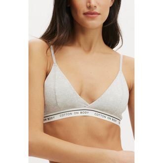 Cotton On Womens Branded Cotton Cross Over Bralette in Grey Marle at Nordstrom, Size Xx-Small