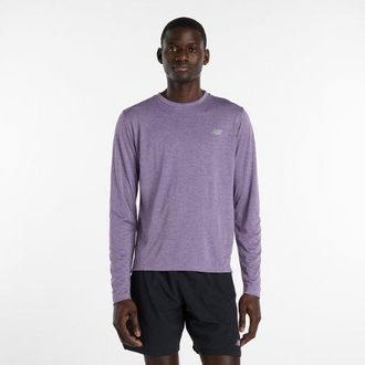 New Balance Uomo RC Essential Long Sleeve in Viola/Grigio, Maglia di Poliestere, Taglia 2XL